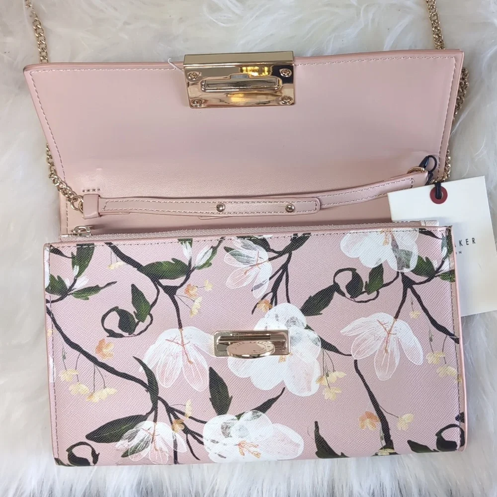 Ted Baker Parisa Elegant Floral Shoulder Clutch Bag, Removable Chain Strap 🌸 - Picture 9 of 15